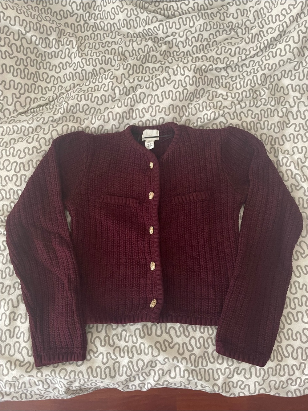 H&M Wine Red Button Front Knit Cardigan